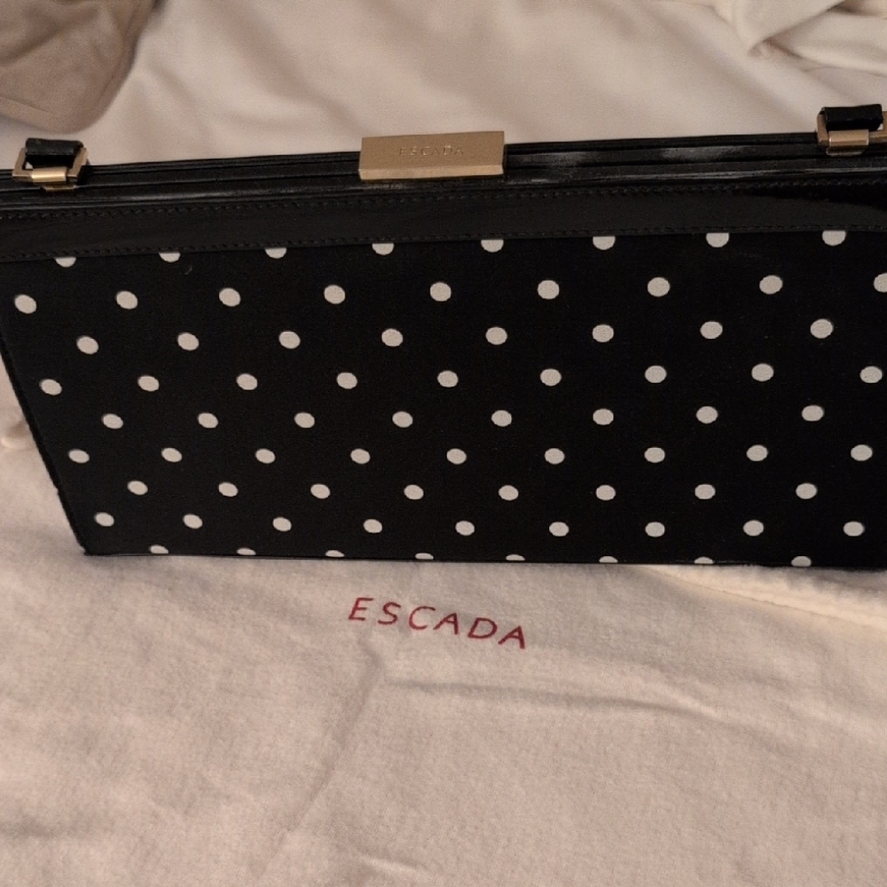 Escada Black and White Polka Dot Clutch